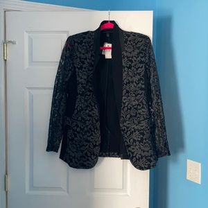 Lane Bryant: Lace black and gray blazer